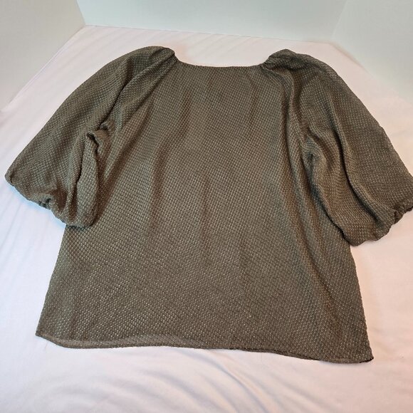 CALVIN KLEIN Women's Lantern Sleeve Clip Chiffon Blouse Sz: L   Green - Picture 6 of 13